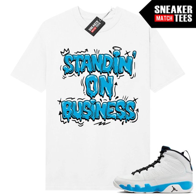 Versatile designs for all occasions, Jordan 9 Powder Blue match Sneaker Match Tees White Shirt