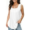 thumbnail image 1 of Versatile, fashionable, square-neck gathered pleat swing tank top for women, loose-fitting, casual, and comfortable, 1 of 7