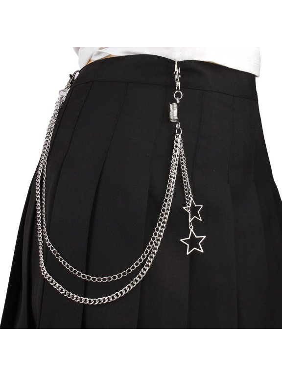 Versatile five-pointed star pendant chain, unisex jeans waist chain accessory