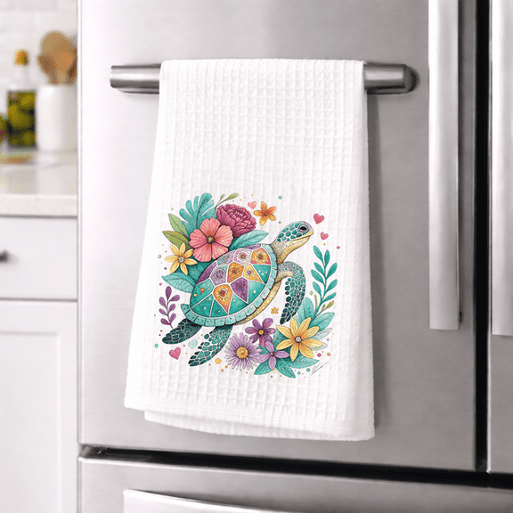 Versatility 500 Tropical Sea Turtle Kitchen Towel 16x24 Waffle Weave Decor Dish Drying Cloth