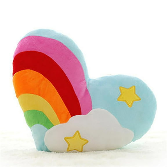 Versatility Creative Rainbow Love Cushion Sofa Pillow Cloud Heart Shape Couple Fluffy Cushion Plush Heart Pillow Plush Toy Soft Rainbow Star Shaped Throw Pillow Gifts,