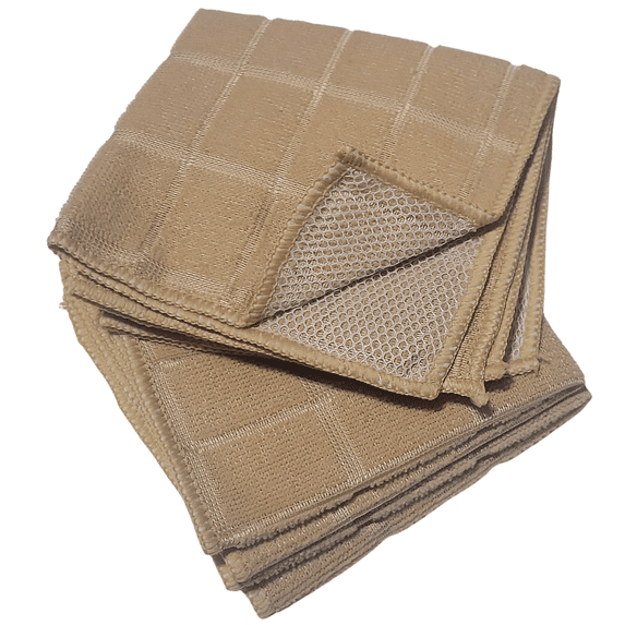 Versatility Dish Rags Beige Microfiber Mesh Scrubber Dishcloths, 4 Piece Set, 12x12 Inch