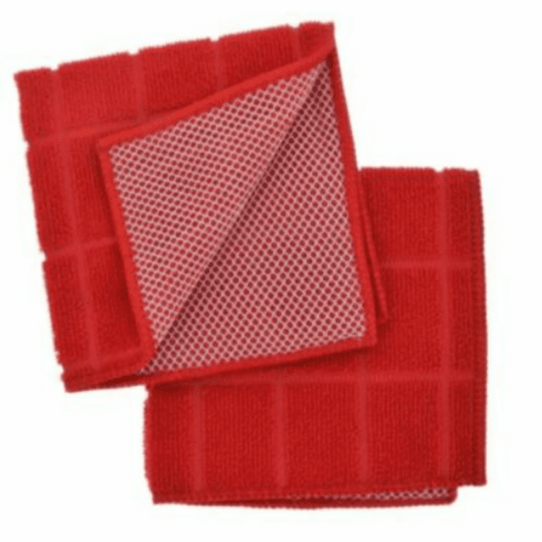 Versatility Dish Rags Red Microfiber Mesh Scrubber Dishcloths, 4 Piece Set,  12x,12 Inch