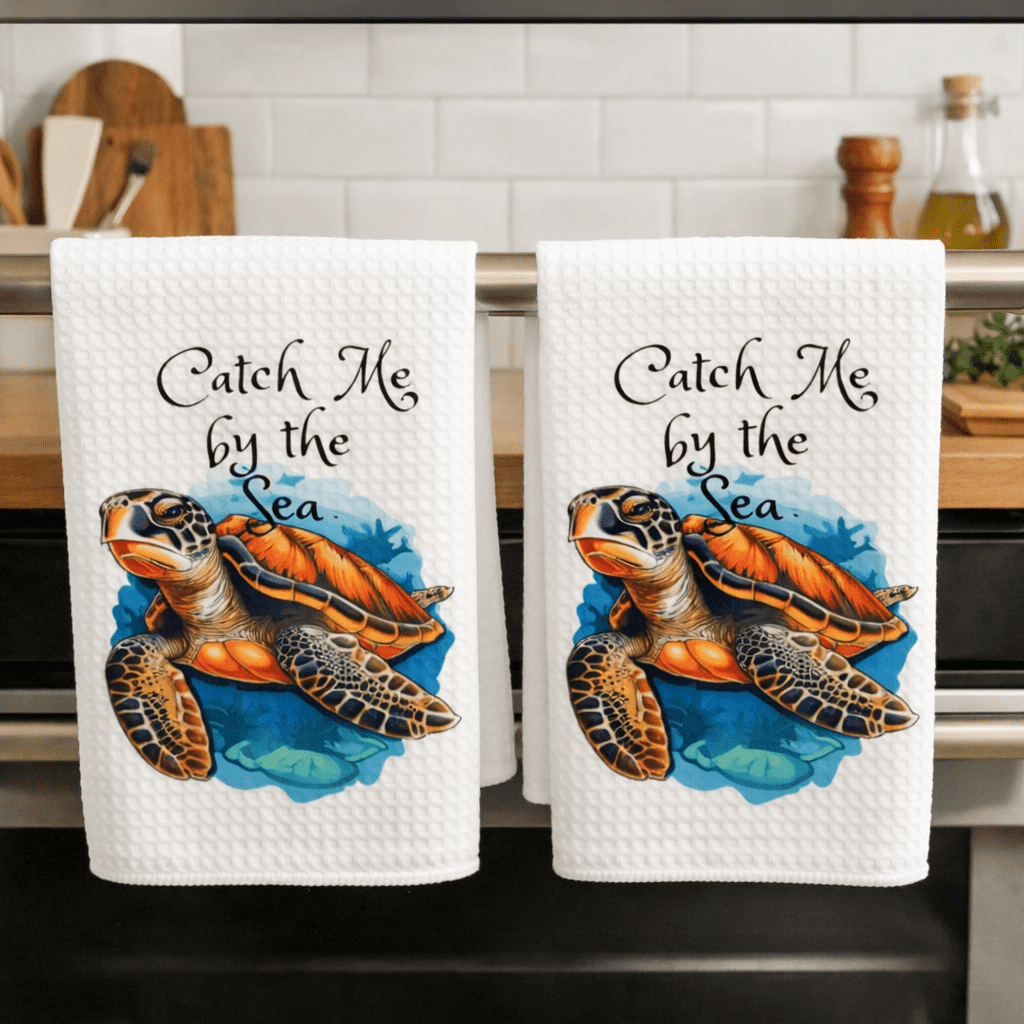 Versatility Dish Towel Set Catch Me by the Sea Turtle Kitchen Decor - 16x24 inch