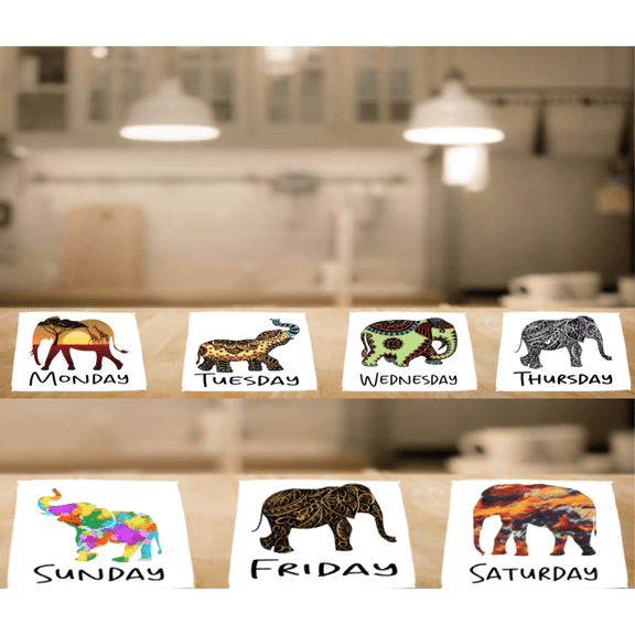Versatility Elephant Kitchen Dish Cloth Set  Microfiber Cleaning Rags, 7 Pack, 11x11 in