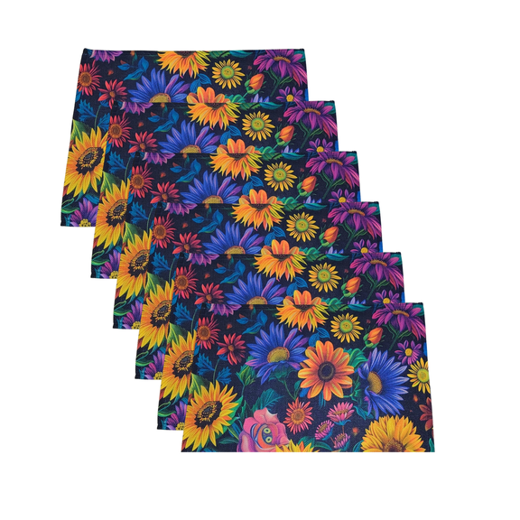 Versatility Farmhouse Floral Placemats Set of 6, Rustic Wildflower Table Mats 12x16