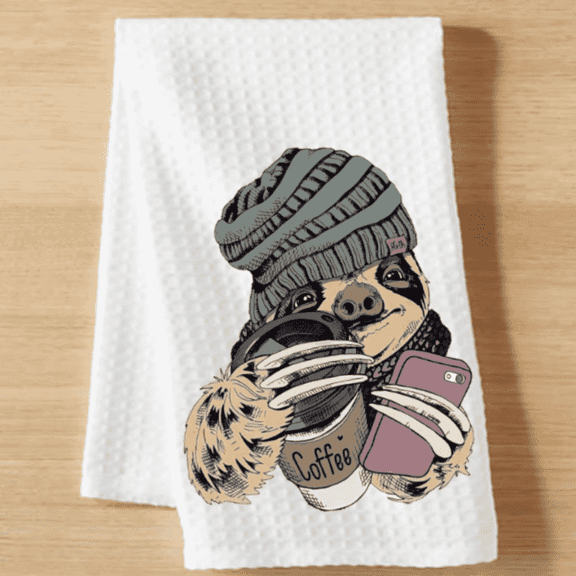Versatility Sloth Coffee Lover Kitchen Tea Towel Microfiber 16x24 in
