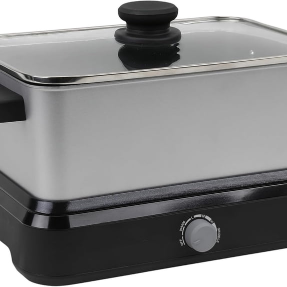 Versatility Slow Cooker Large Capacity Non-stick Cooking Vessel & Variable Temperature Heating Base Includes Travel Lid and Storage Bag, Range and Oven- Cooking Pot