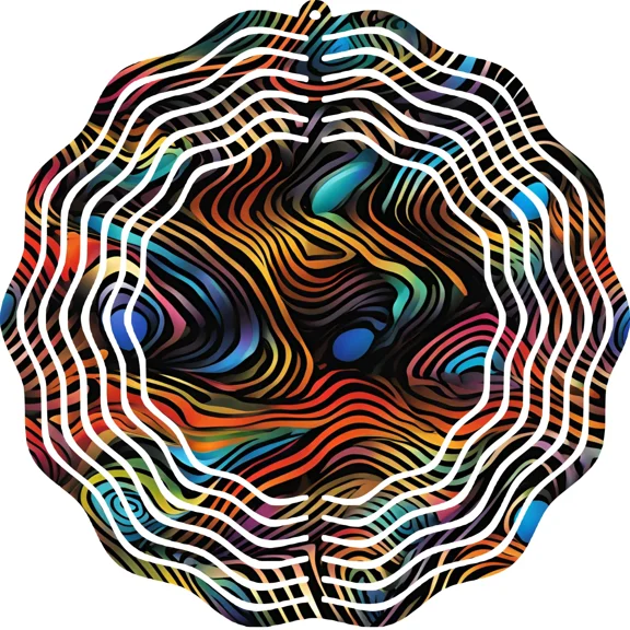 Versatility Wind Spinner Hanging 3D Yard Art Round Metal 10" Blue Mobile Twirler