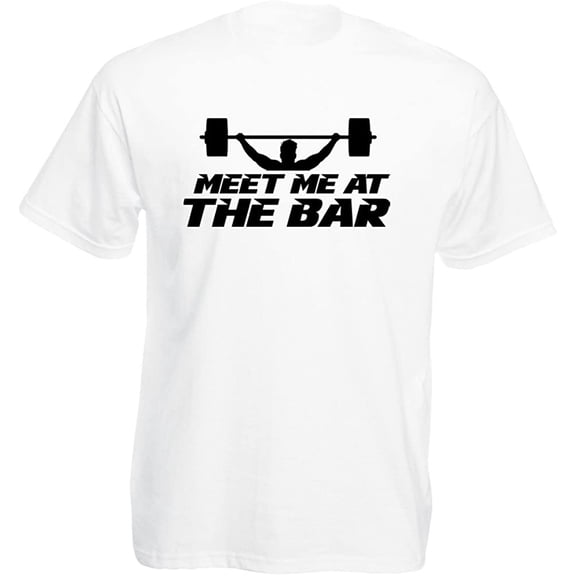 Brand88 meet Me at The Bar, Mens Printed T-Shirt - White/Black L