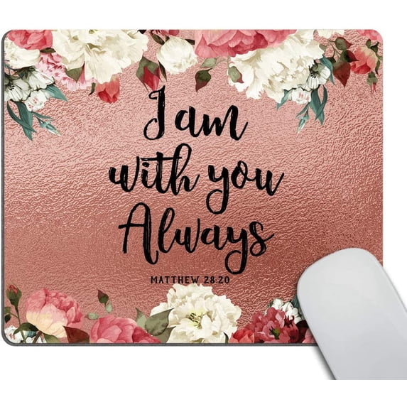 Verse Bible Mouse Pad Verse I am You Always Bible Scripture Design with Watercolor Roses Personality Desings Gaming Mouse Pad