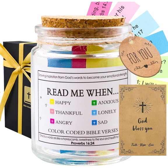 Verse Jar, Read Me When Verses Jar for Emotions and Feelings, 108 Daily Scripture Cards for Encouragement, Christian Gifts for Women, Easter, Mothers Day, Baptism, Birthday for Her