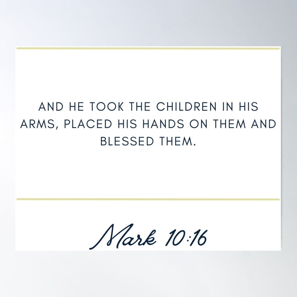 Verse Mark 10:16 Poster Wall Art, Modern Wall Decor For Living Room ...