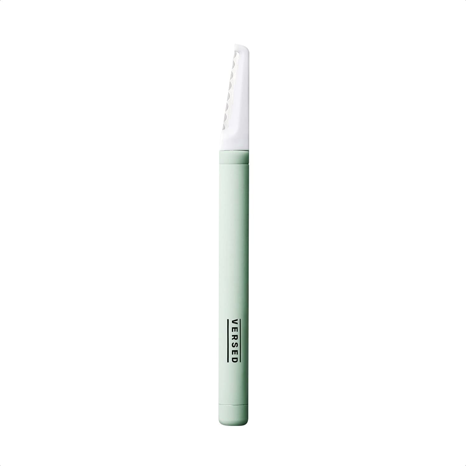 Versed Unisex Easy-to-Use Dermaplaning Tool for Face with Reusable Tool & Blades, Green