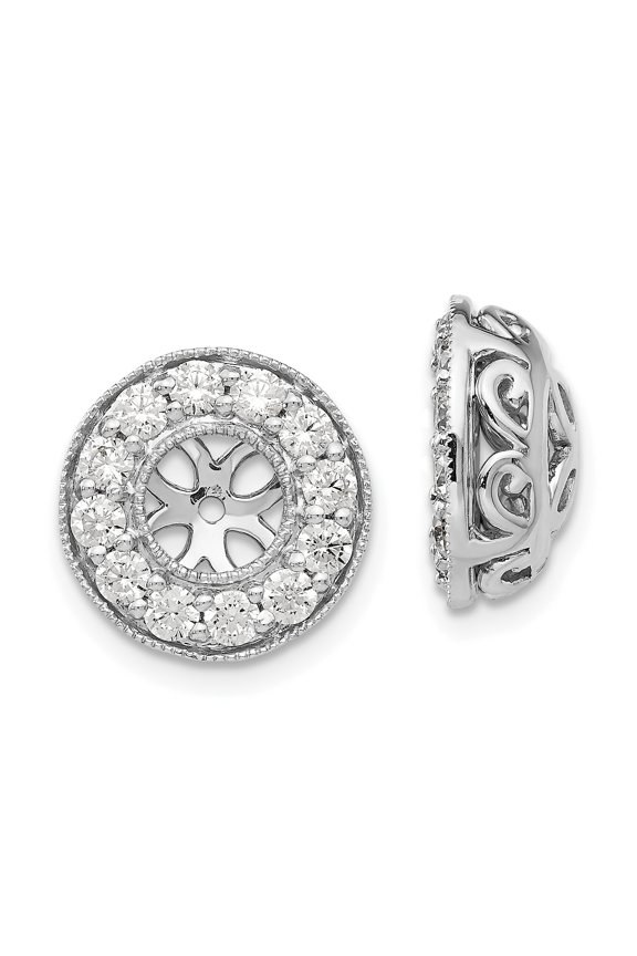 Lab Grown 14K White Gold Rhodium-plated Diamond Earring Jackets by