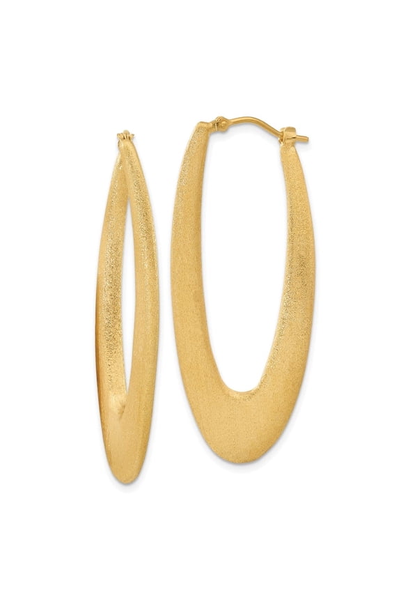 Sterling Silver Gold Over Elongated Satin Hoop Earrings by