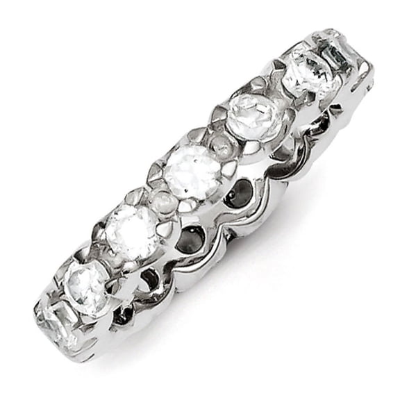 Versil Sterling Silver Polished Cubic Zirconia Eternity 4mm Ring by 7