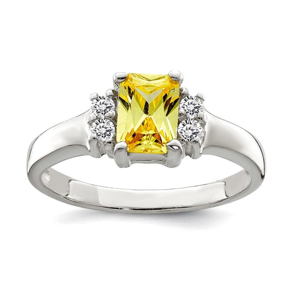 Versil Sterling Silver Polished Yellow and White Cubic Zirconia Ring by 8