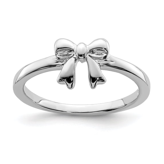 Versil Sterling Silver Rhodium-plated Polished Solid Bow Ring by
