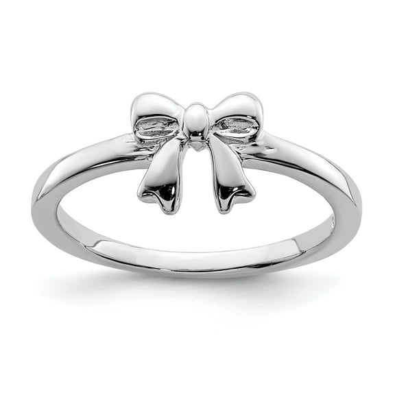 Versil Sterling Silver Rhodium-plated Polished Solid Bow Ring by