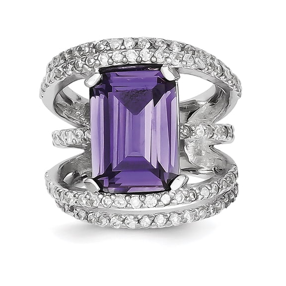 Versil Sterling Silver Rhodium-plated Purple and Clear Cubic Zirconia Ring by 7