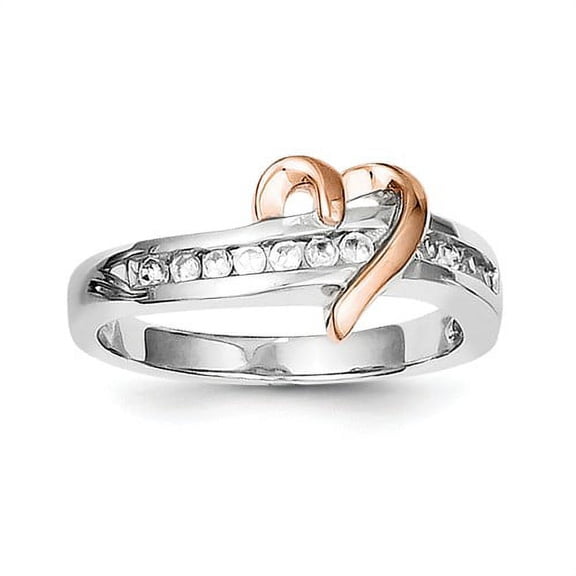 925 Sterling Silver Gold Plated Polished Love Heart CZ Cubic Zirconia Simulated Diamond Ring Size 8 - Jewelry Gift for