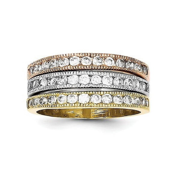 Versil Sterling Silver Vermeil Polished Trio Cubic Zirconia Rings by 6