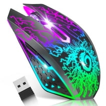 VersionTECH. Wireless Gaming Mouse with RGB Colorful LED Lights, Silent Click, 2.4G USB Nano Receiver, 3 Level DPI for PC