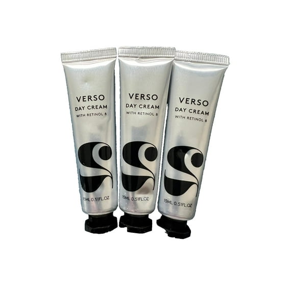 Verso Day Cream with Retinol 8, 0.51 oz 3-Pack Anti-Aging Daily Moisturizer for Face