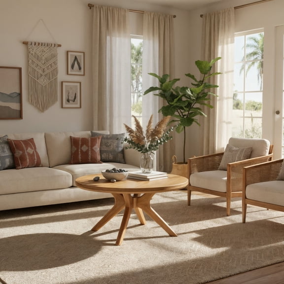 Verso Round Coffee Table (36in x 36in / 910mm x 910mm), Pecan