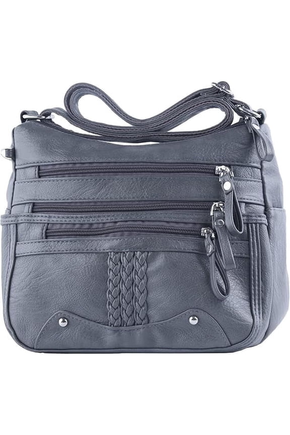 10 Pockets Crossbody Purse for Women Medium Pocketbooks Ladies Soft PU Leather Shoulder Bag Ladies Top Handle Satchel