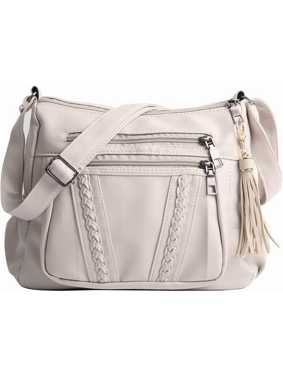 Crossbody Bags For Women Pocketbooks Soft PU Leather Purses and Handbags Multi Pocket Shoulder Bag