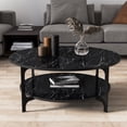 thumbnail image 1 of Versy Metal Wood Round Coffee Table,Black, 1 of 8