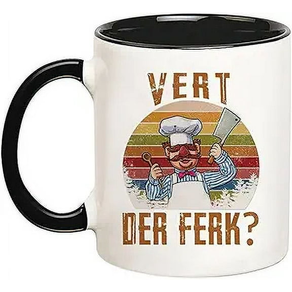 Vert Der Ferk Mug, Swedish Chef, Chef Gift, Memes Gift, Swedish Chef Mug, 11 Oz Novelty Coffee Mug/Cup, Black