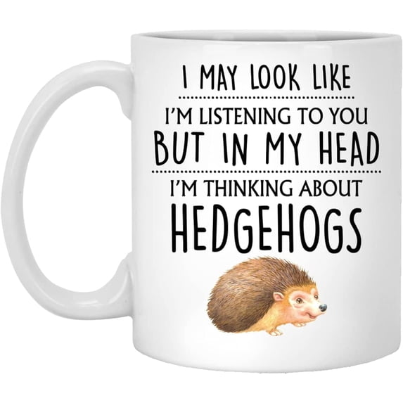Q.PaddyShops Hedgehog Mug, 11oz Ceramic Funny Hedgehog Gift, Modern Cylindrical Mug for Hot Drinks