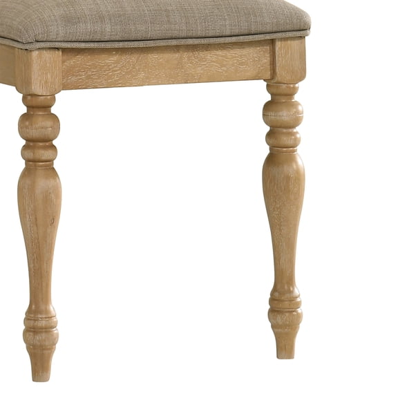 Verta Solid Wood Upholstered Dining Bench for Two, Light Oak Finish, 47 Inch Farmhouse Bench with Cushioned Seat