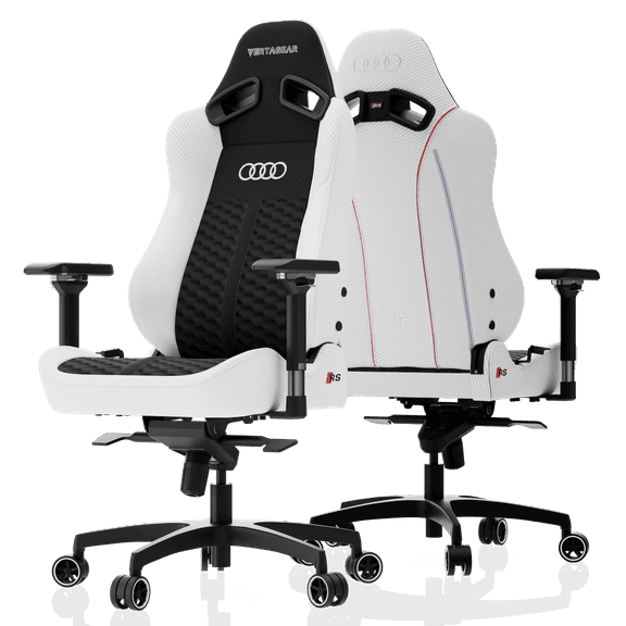 Vertagear SL5800 HygennX Black/White Ergonomic Adjustable Lumbar Features Audi RS Edition