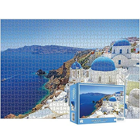Vertall 1000 Piece Jigsaw Puzzle Greece Aegean Sea Santorini Church