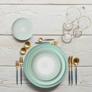 Verte Plate Set 16 Piece, Elegant Dinnerware for 4, Modern and Stylish Plate Collection, High-Quality Ceramic Tableware