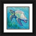 thumbnail image 1 of Vertentes, Jeanette 12x12 Black Ornate Wood Framed with Double Matting Museum Art Print Titled - Sea Turtle Swim Light Flipped, 1 of 4