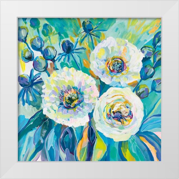 Vertentes, Jeanette 12x12 White Modern Wood Framed Museum Art Print Titled - Floral Elation