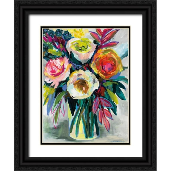 Vertentes, Jeanette 12x14 Black Ornate Wood Framed with Double Matting Museum Art Print Titled - First Kiss