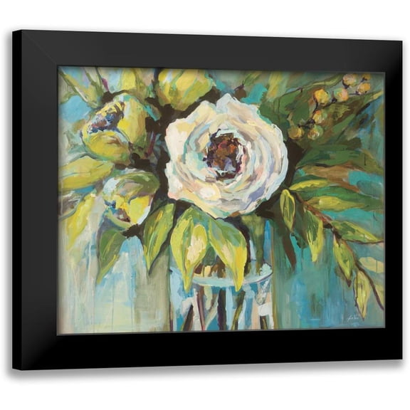 Vertentes, Jeanette 14x12 Black Modern Framed Museum Art Print Titled - Aqua Solo