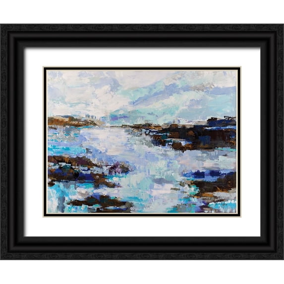 Vertentes, Jeanette 14x12 Black Ornate Wood Framed with Double Matting Museum Art Print Titled - Abstract Marsh