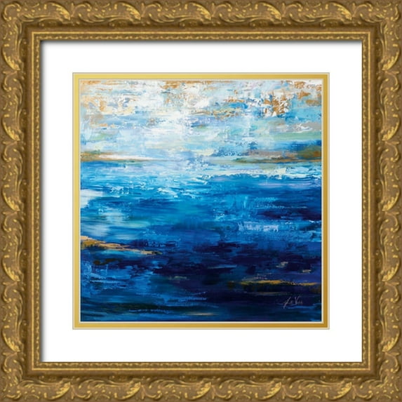 Vertentes, Jeanette 15x15 Gold Ornate Wood Framed with Double Matting Museum Art Print Titled - Deep Blue