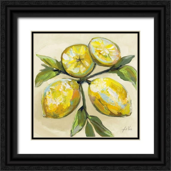Vertentes, Jeanette 20x20 Black Ornate Wood Framed with Double Matting Museum Art Print Titled - Lemons on Cream