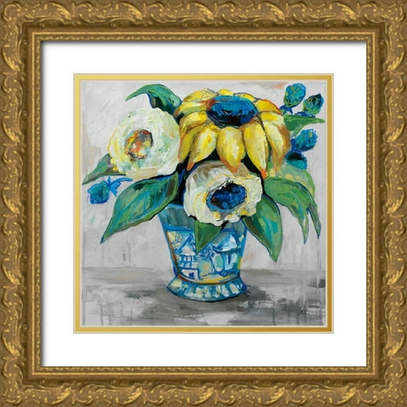Vertentes, Jeanette 20x20 Gold Ornate Wood Framed with Double Matting Museum Art Print Titled - Ginger Jar II Gray