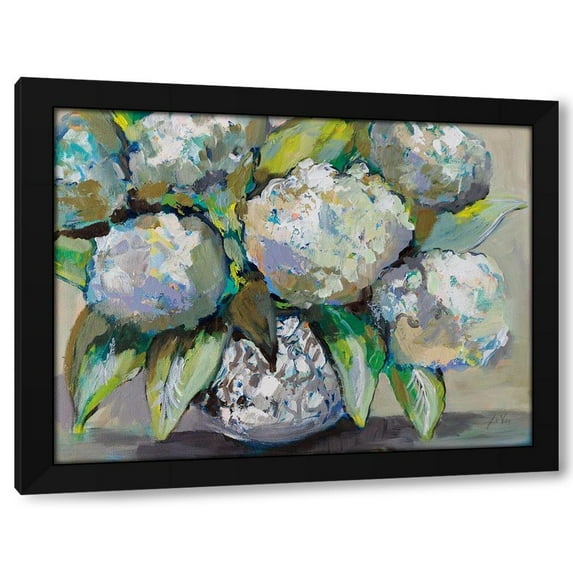 Jeanette Vertentes 24x19 Black Modern Wood Framed Wall Art Titled - Coastal Bloom