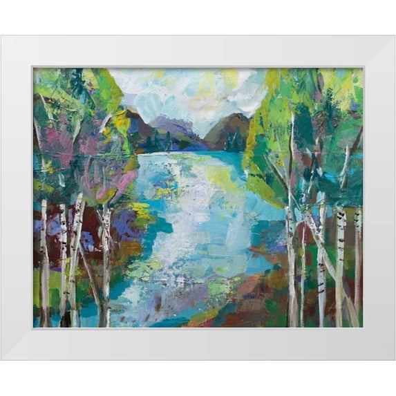 Vertentes, Jeanette 24x20 White Modern Wood Framed Museum Art Print Titled - Birch Pond
