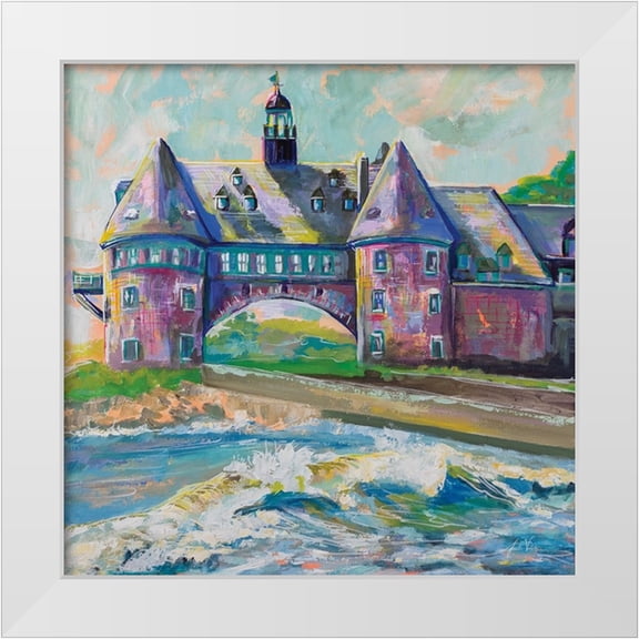 Vertentes, Jeanette 26x26 White Modern Wood Framed Museum Art Print Titled - Coastal Towers